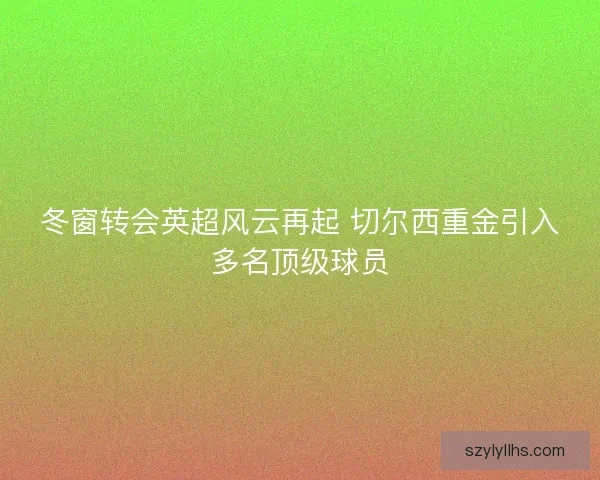 冬窗转会英超风云再起 切尔西重金引入多名顶级球员