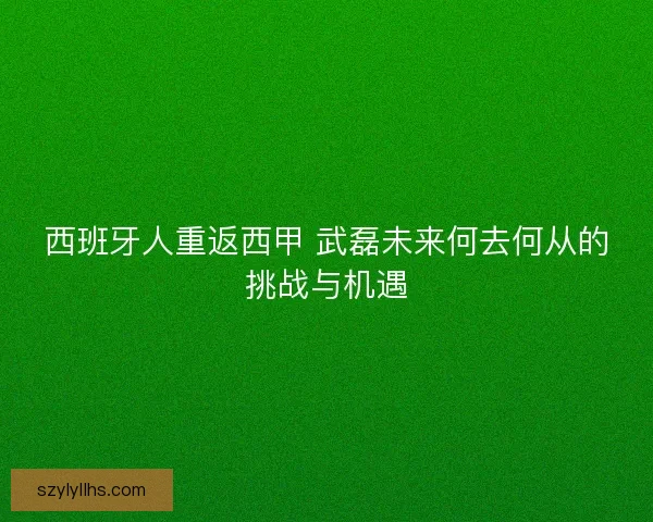 西班牙人重返西甲 武磊未来何去何从的挑战与机遇 西班牙人重返西甲 武磊未来何去何从的挑战与机遇