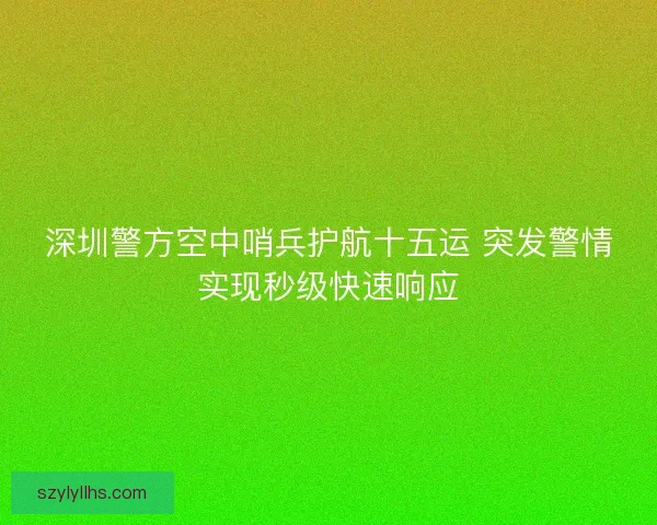 深圳警方空中哨兵护航十五运 突发警情实现秒级快速响应