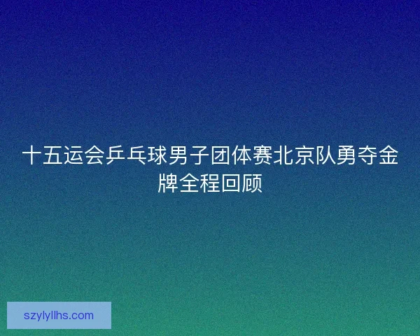 十五运会乒乓球男子团体赛北京队勇夺金牌全程回顾